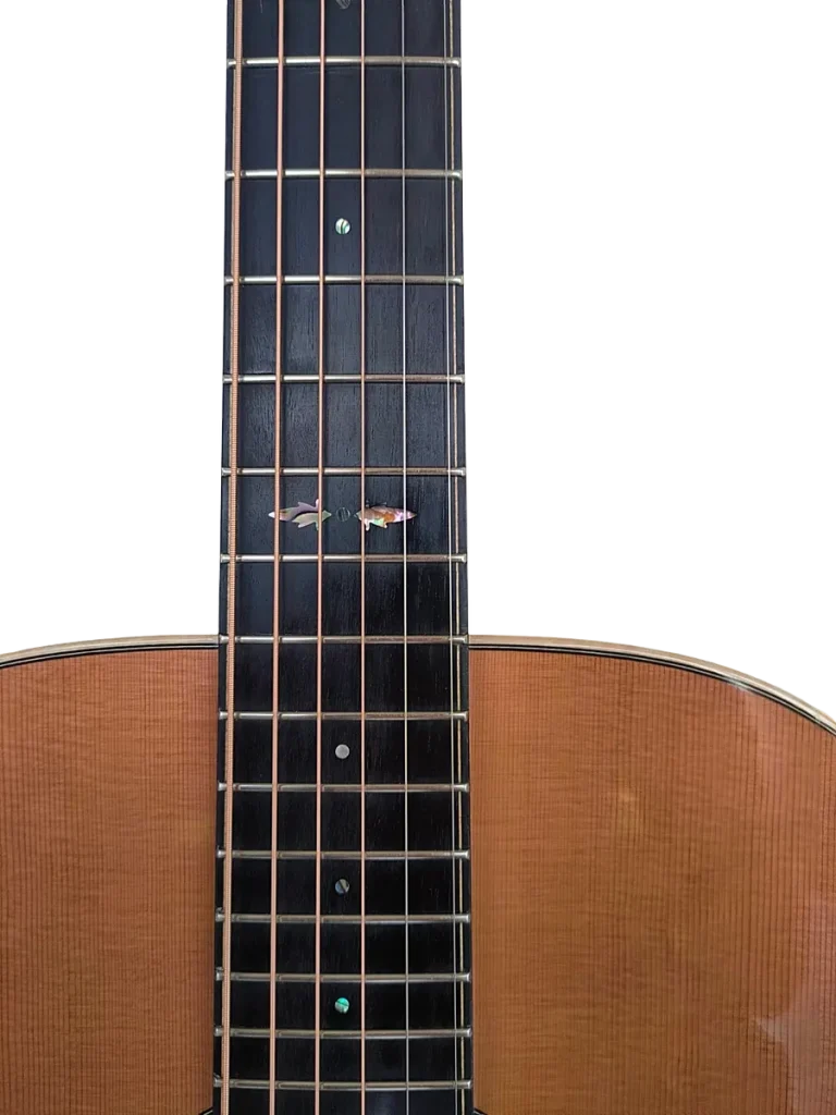 Dettaglio tastiera in Ebano e tasti su scala corta (short scale) - Chitarra Corsalini Grand Auditorium Standard
