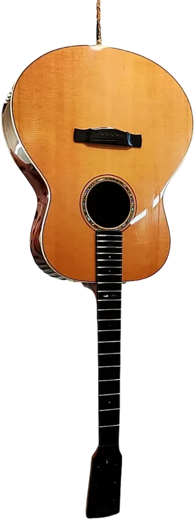 Chitarra Corsalini Grand Auditorium Standard short scale in fase di asciugatura della vernice in laboratorio.