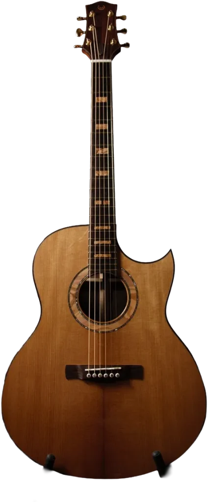 Vista frontale intera della chitarra Corsalini Grand Auditorium con spalla mancante